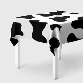Скатерть 3D с принтом Му-му в Кировске, 100% полиэстер (ткань не мнется и не растягивается) | Размер: 150*150 см | абстракция | бык | кожа коровы | корова | му му | пятна | черно белое | черно белые пятна