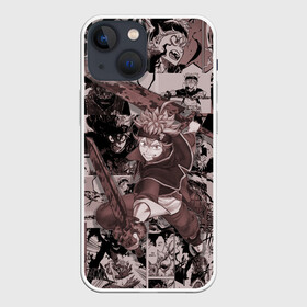 Чехол для iPhone 13 mini с принтом ASTA manga monochrome pages в Кировске,  |  | asta | black clover | акума | аста | демон | пятилистник | черный клевер