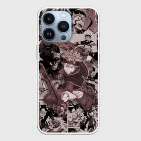 Чехол для iPhone 13 Pro с принтом ASTA manga monochrome pages в Кировске,  |  | asta | black clover | акума | аста | демон | пятилистник | черный клевер