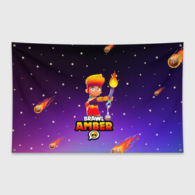 Флаг-баннер с принтом BRAWL STARS AMBER в Кировске, 100% полиэстер | размер 67 х 109 см, плотность ткани — 95 г/м2; по краям флага есть четыре люверса для крепления | 8 bit | amber | brawl stars | colette | crow | gale | leon | max | mecha | mecha crow | mr.p | sally leon | shark | tara | virus 8 bit | werewolf leon | акула | амбер | берли | бравл старс | ворон | коллет | макс | оборотень