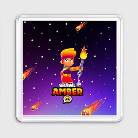 Магнит 55*55 с принтом BRAWL STARS AMBER. в Кировске, Пластик | Размер: 65*65 мм; Размер печати: 55*55 мм | 8 bit | amber | brawl stars | colette | crow | gale | leon | max | mecha | mecha crow | mr.p | sally leon | shark | tara | virus 8 bit | werewolf leon | акула | амбер | берли | бравл старс | ворон | коллет | макс | оборотень