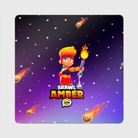 Магнит виниловый Квадрат с принтом BRAWL STARS AMBER. в Кировске, полимерный материал с магнитным слоем | размер 9*9 см, закругленные углы | 8 bit | amber | brawl stars | colette | crow | gale | leon | max | mecha | mecha crow | mr.p | sally leon | shark | tara | virus 8 bit | werewolf leon | акула | амбер | берли | бравл старс | ворон | коллет | макс | оборотень