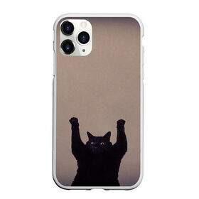Чехол для iPhone 11 Pro матовый с принтом Кот сдается в Кировске, Силикон |  | cat | арест | испуг | кот | руки вверх | черный кот