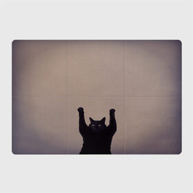 Магнитный плакат 3Х2 с принтом Кот сдается в Кировске, Полимерный материал с магнитным слоем | 6 деталей размером 9*9 см | cat | арест | испуг | кот | руки вверх | черный кот