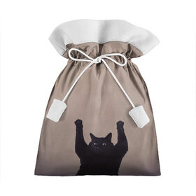 Подарочный 3D мешок с принтом Кот сдается в Кировске, 100% полиэстер | Размер: 29*39 см | cat | арест | испуг | кот | руки вверх | черный кот