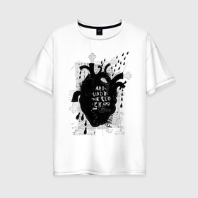 Женская футболка хлопок Oversize с принтом сердце в Кировске, 100% хлопок | свободный крой, круглый ворот, спущенный рукав, длина до линии бедер
 | 2020 | абстракция | граффити | стиль | тренд | уличный стиль | урбан