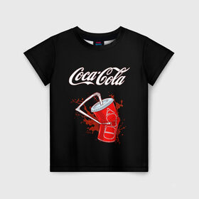 Детская футболка 3D с принтом Coca Cola в Кировске, 100% гипоаллергенный полиэфир | прямой крой, круглый вырез горловины, длина до линии бедер, чуть спущенное плечо, ткань немного тянется | Тематика изображения на принте: coca cola | газировка | кола | лето | лимонад | свежесть | стакан