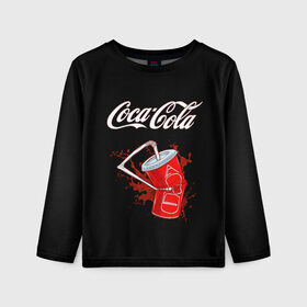 Детский лонгслив 3D с принтом Coca Cola в Кировске, 100% полиэстер | длинные рукава, круглый вырез горловины, полуприлегающий силуэт
 | Тематика изображения на принте: coca cola | газировка | кола | лето | лимонад | свежесть | стакан