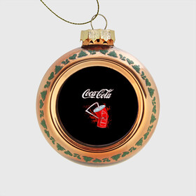 Стеклянный ёлочный шар с принтом Coca Cola в Кировске, Стекло | Диаметр: 80 мм | Тематика изображения на принте: coca cola | газировка | кола | лето | лимонад | свежесть | стакан