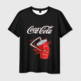 Мужская футболка 3D с принтом Coca Cola в Кировске, 100% полиэфир | прямой крой, круглый вырез горловины, длина до линии бедер | coca cola | газировка | кола | лето | лимонад | свежесть | стакан
