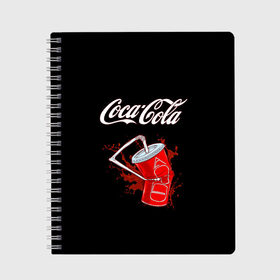 Тетрадь с принтом Coca Cola в Кировске, 100% бумага | 48 листов, плотность листов — 60 г/м2, плотность картонной обложки — 250 г/м2. Листы скреплены сбоку удобной пружинной спиралью. Уголки страниц и обложки скругленные. Цвет линий — светло-серый
 | Тематика изображения на принте: coca cola | газировка | кола | лето | лимонад | свежесть | стакан