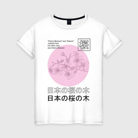 Женская футболка хлопок с принтом Sakura в Кировске, 100% хлопок | прямой крой, круглый вырез горловины, длина до линии бедер, слегка спущенное плечо | 2020 | абстракция | граффити | сакура | стиль | тренд | уличный стиль | урбан