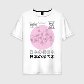 Женская футболка хлопок Oversize с принтом Sakura в Кировске, 100% хлопок | свободный крой, круглый ворот, спущенный рукав, длина до линии бедер
 | 2020 | абстракция | граффити | сакура | стиль | тренд | уличный стиль | урбан