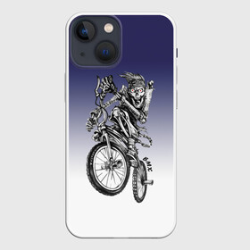 Чехол для iPhone 13 mini с принтом BMX в Кировске,  |  | bike | bmx | bones | eyes | jaw | skeleton | skull | sport | велосипед | кости | пасть | скелет | спорт | череп