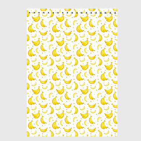 Скетчбук с принтом Банановый рай в Кировске, 100% бумага
 | 48 листов, плотность листов — 100 г/м2, плотность картонной обложки — 250 г/м2. Листы скреплены сверху удобной пружинной спиралью | Тематика изображения на принте: bananas | circle | fruit | pattern | бананы | кружок | узор | фрукт