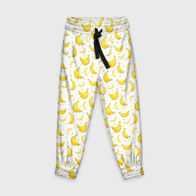 Детские брюки 3D с принтом Банановый рай в Кировске, 100% полиэстер | манжеты по низу, эластичный пояс регулируется шнурком, по бокам два кармана без застежек, внутренняя часть кармана из мелкой сетки | bananas | circle | fruit | pattern | бананы | кружок | узор | фрукт
