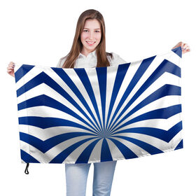 Флаг 3D с принтом Оптическая иллюзия в Кировске, 100% полиэстер | плотность ткани — 95 г/м2, размер — 67 х 109 см. Принт наносится с одной стороны | глубина | иллюзия | линии | оптическая иллюзия | полосы | синие линии | синие полосы | синий