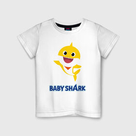 Детская футболка хлопок с принтом Baby Shark Рисунок на спине в Кировске, 100% хлопок | круглый вырез горловины, полуприлегающий силуэт, длина до линии бедер | 