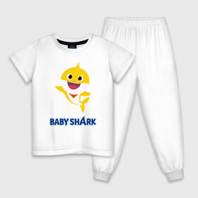 Детская пижама хлопок с принтом Baby Shark Рисунок на спине в Кировске, 100% хлопок |  брюки и футболка прямого кроя, без карманов, на брюках мягкая резинка на поясе и по низу штанин
 | Тематика изображения на принте: 