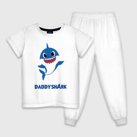 Детская пижама хлопок с принтом Baby Shark Daddy в Кировске, 100% хлопок |  брюки и футболка прямого кроя, без карманов, на брюках мягкая резинка на поясе и по низу штанин
 | Тематика изображения на принте: 
