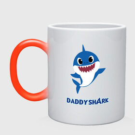 Кружка хамелеон с принтом Baby Shark Daddy в Кировске, керамика | меняет цвет при нагревании, емкость 330 мл | Тематика изображения на принте: 