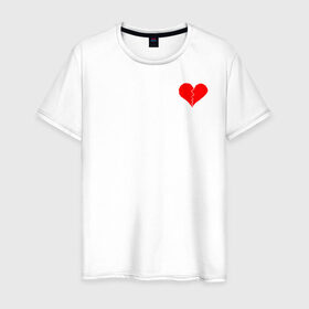 Мужская футболка хлопок с принтом Разбитое сердце в Кировске, 100% хлопок | прямой крой, круглый вырез горловины, длина до линии бедер, слегка спущенное плечо. | 