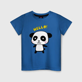 Детская футболка хлопок с принтом Милая пандочка в Кировске, 100% хлопок | круглый вырез горловины, полуприлегающий силуэт, длина до линии бедер | маленькая панда | маленькая пандочка | милашка | милая панда | милая пандочка | панда | панда hello | панда милашка | пандочка | пандочка hello | пандочка милашка
