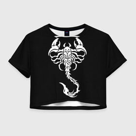 Женская футболка Crop-top 3D с принтом Скорпион в Кировске, 100% полиэстер | круглая горловина, длина футболки до линии талии, рукава с отворотами | знак зодиака | природа. | ракообразные | скорпион | ядовитые существа