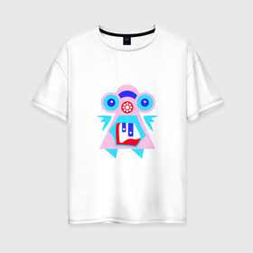 Женская футболка хлопок Oversize с принтом Ангельский монстрик вар2 в Кировске, 100% хлопок | свободный крой, круглый ворот, спущенный рукав, длина до линии бедер
 | abstract | angel | character | geometric | monster
