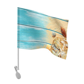 Флаг для автомобиля с принтом ПИРС в Кировске, 100% полиэстер | Размер: 30*21 см | доски | лето | море | песок | пирс | пляж | ракушки