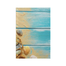 Обложка для паспорта матовая кожа с принтом ПИРС 2 в Кировске, натуральная матовая кожа | размер 19,3 х 13,7 см; прозрачные пластиковые крепления | Тематика изображения на принте: дерево | лето | море | песок | пирс | пляж | ракушки