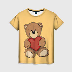 Женская футболка 3D с принтом Мишка Тедди в Кировске, 100% полиэфир ( синтетическое хлопкоподобное полотно) | прямой крой, круглый вырез горловины, длина до линии бедер | игрушка | игрушки | медведь | миша | мишкатедди | мягкаяигрушка | тедди