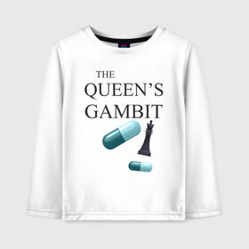 Детский лонгслив хлопок с принтом the queens gambit в Кировске, 100% хлопок | круглый вырез горловины, полуприлегающий силуэт, длина до линии бедер | the queens gambit | нетфликс | сериал | ход королевы