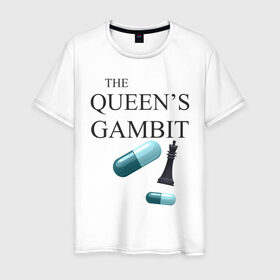 Мужская футболка хлопок с принтом the queens gambit в Кировске, 100% хлопок | прямой крой, круглый вырез горловины, длина до линии бедер, слегка спущенное плечо. | Тематика изображения на принте: the queens gambit | нетфликс | сериал | ход королевы