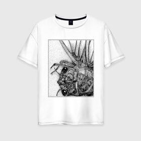 Женская футболка хлопок Oversize с принтом Цокотуха в Кировске, 100% хлопок | свободный крой, круглый ворот, спущенный рукав, длина до линии бедер
 | глаза | крылья | муха | насекомое | цокотуха