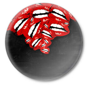 Значок с принтом Губы в Кировске,  металл | круглая форма, металлическая застежка в виде булавки | Тематика изображения на принте: lips | губы | любовь | страсть