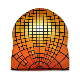 Шапка 3D с принтом Сфера в Кировске, 100% полиэстер | универсальный размер, печать по всей поверхности изделия | квадраты | красный | оранжевый | текстура | шар