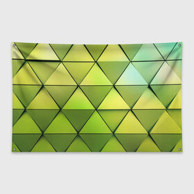 Флаг-баннер с принтом Зелёные треугольники в Кировске, 100% полиэстер | размер 67 х 109 см, плотность ткани — 95 г/м2; по краям флага есть четыре люверса для крепления | геометрия | зелёный | текстура | треугольники | фигуры