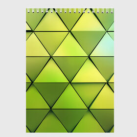 Скетчбук с принтом Зелёные треугольники в Кировске, 100% бумага
 | 48 листов, плотность листов — 100 г/м2, плотность картонной обложки — 250 г/м2. Листы скреплены сверху удобной пружинной спиралью | геометрия | зелёный | текстура | треугольники | фигуры