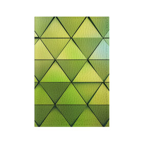 Обложка для паспорта матовая кожа с принтом Зелёные треугольники в Кировске, натуральная матовая кожа | размер 19,3 х 13,7 см; прозрачные пластиковые крепления | Тематика изображения на принте: геометрия | зелёный | текстура | треугольники | фигуры