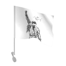 Флаг для автомобиля с принтом Freddie Mercury в Кировске, 100% полиэстер | Размер: 30*21 см | freddie mercury | queen | автограф | квин | фредди меркьюри