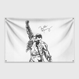Флаг-баннер с принтом Freddie Mercury в Кировске, 100% полиэстер | размер 67 х 109 см, плотность ткани — 95 г/м2; по краям флага есть четыре люверса для крепления | freddie mercury | queen | автограф | квин | фредди меркьюри