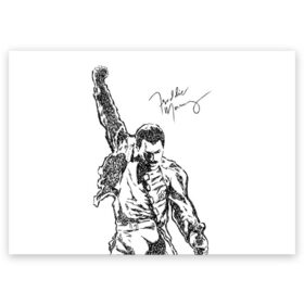 Поздравительная открытка с принтом Freddie Mercury в Кировске, 100% бумага | плотность бумаги 280 г/м2, матовая, на обратной стороне линовка и место для марки
 | freddie mercury | queen | автограф | квин | фредди меркьюри