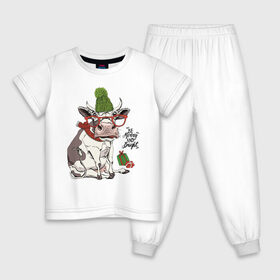 Детская пижама хлопок с принтом Be Merry and Bright в Кировске, 100% хлопок |  брюки и футболка прямого кроя, без карманов, на брюках мягкая резинка на поясе и по низу штанин
 | 