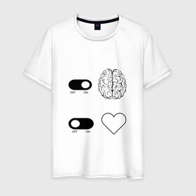 Мужская футболка хлопок с принтом Включи мозг, отключи сердце в Кировске, 100% хлопок | прямой крой, круглый вырез горловины, длина до линии бедер, слегка спущенное плечо. | Тематика изображения на принте: 