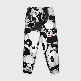 Детские брюки 3D с принтом Смешные панды в Кировске, 100% полиэстер | манжеты по низу, эластичный пояс регулируется шнурком, по бокам два кармана без застежек, внутренняя часть кармана из мелкой сетки | животные | медведи | мишки | мультяшки | смешные панды