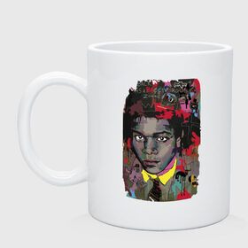 Кружка с принтом Jean Michel Basquiat в Кировске, керамика | объем — 330 мл, диаметр — 80 мм. Принт наносится на бока кружки, можно сделать два разных изображения | art | eyes | guy | jean michel basquiat | глаза | жан мишель баския | искусство | парень