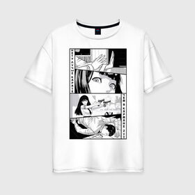 Женская футболка хлопок Oversize с принтом Карате в Кировске, 100% хлопок | свободный крой, круглый ворот, спущенный рукав, длина до линии бедер
 | графика | карате | комикс | манга | япония