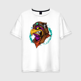 Женская футболка хлопок Oversize с принтом Орел в Кировске, 100% хлопок | свободный крой, круглый ворот, спущенный рукав, длина до линии бедер
 | арт | голова | клякса | птица | рисунок