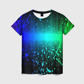 Женская футболка 3D с принтом Neon в Кировске, 100% полиэфир ( синтетическое хлопкоподобное полотно) | прямой крой, круглый вырез горловины, длина до линии бедер | color | fashion | neon | paint | spray | брызги | краска | мода | неон | цвет